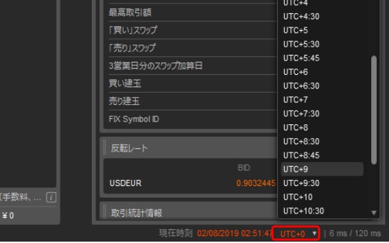 AXIORYのcTraderの日本時間への変更